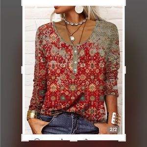 New Women’s long sleeve Retro Autumn Aztec print long sleeve brand new